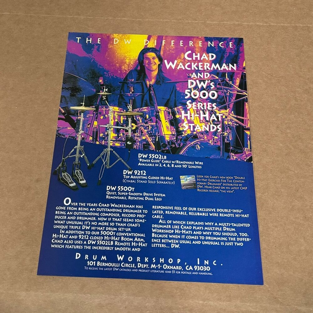 Chad Wackerman - DW Hardware - 1994 Print Advertisement